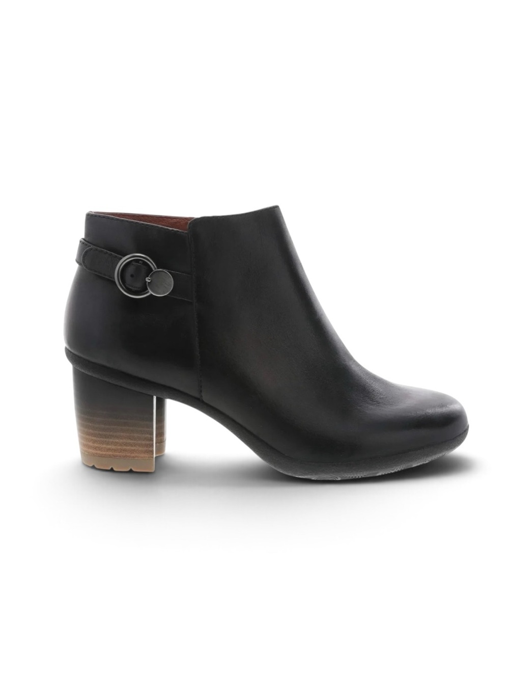 Dansko Perry Black Leather Ankle Boot with Stacked Heel, Waterproof, Size 38/7.5